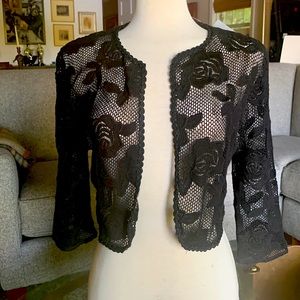 NWT Anthropology Black Field Flower Lace Shrug Sweater